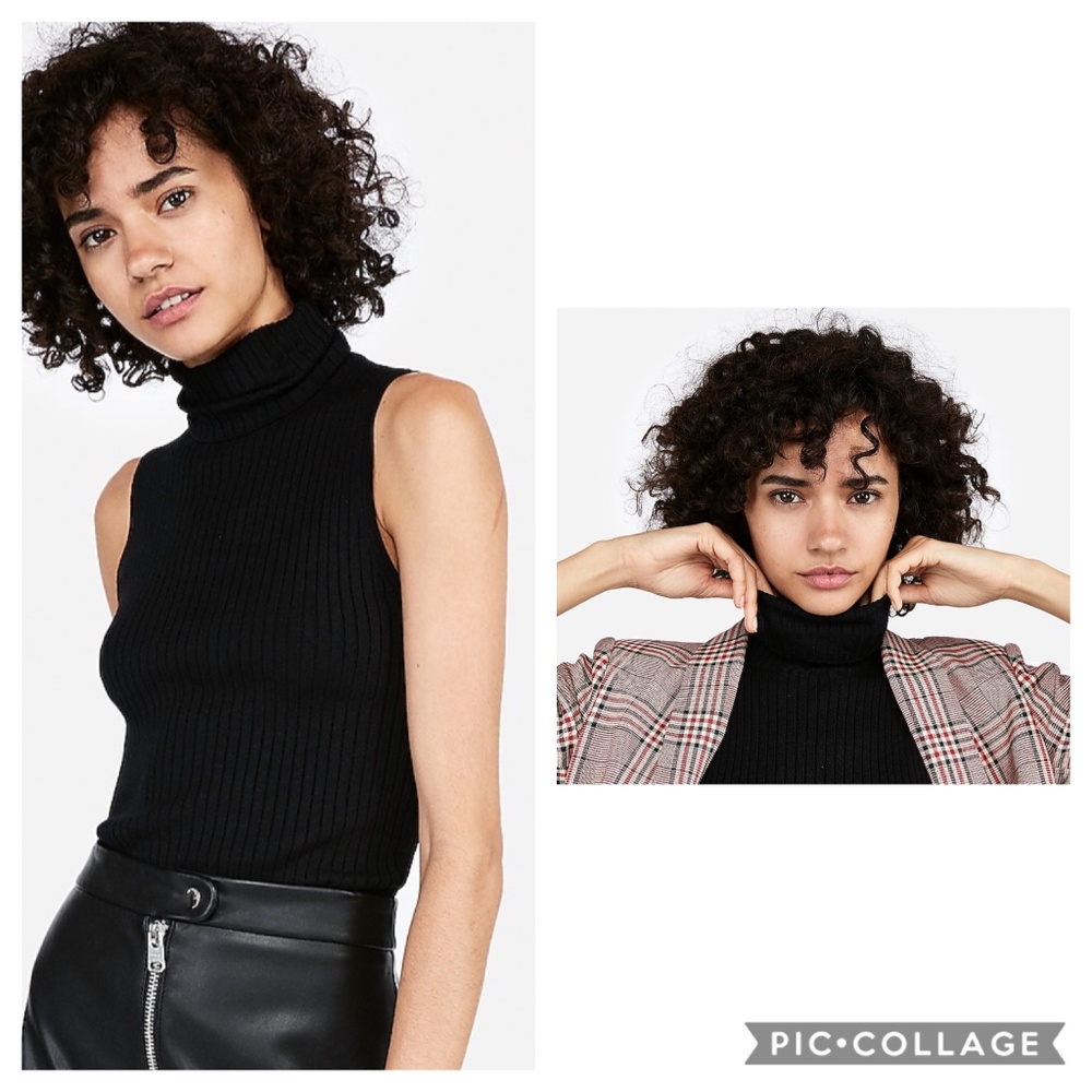 🌺 Express Black Sleeveless Ribbed Turtleneck L